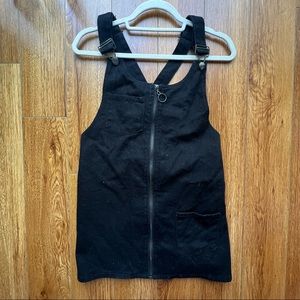 Black Short Overall Zipper Dress